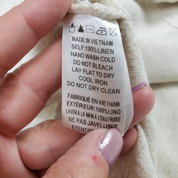 Paper Crane Linen Midi Oatmeal Tie Ivory - Picture 11 of 12